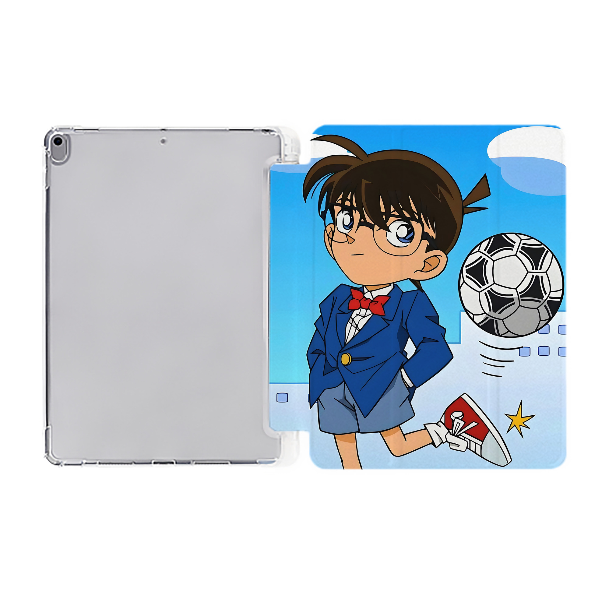（画像用） 名探偵コナン Detective Conan IPad ケース ペン収納付き 三つ折りスタンド PUレザー×シリコン 対応機種9.5/10.5/10.9インチ